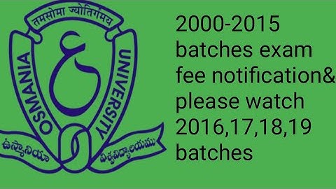 OU Degree Exam Fee notification Extended for 1st ,2nd,3rd year (YWS).clear backlogs with in 5 years