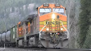(4K)  An Oil Train and Manifest @ E Riverview on BNSF's Kootenai River Subdivision