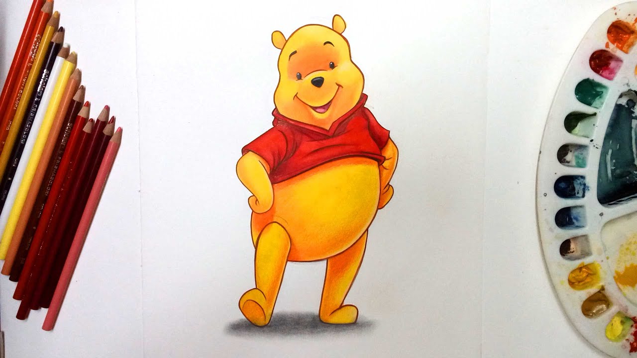 How to Draw Winnie The Pooh Walt Disney character - YouTube