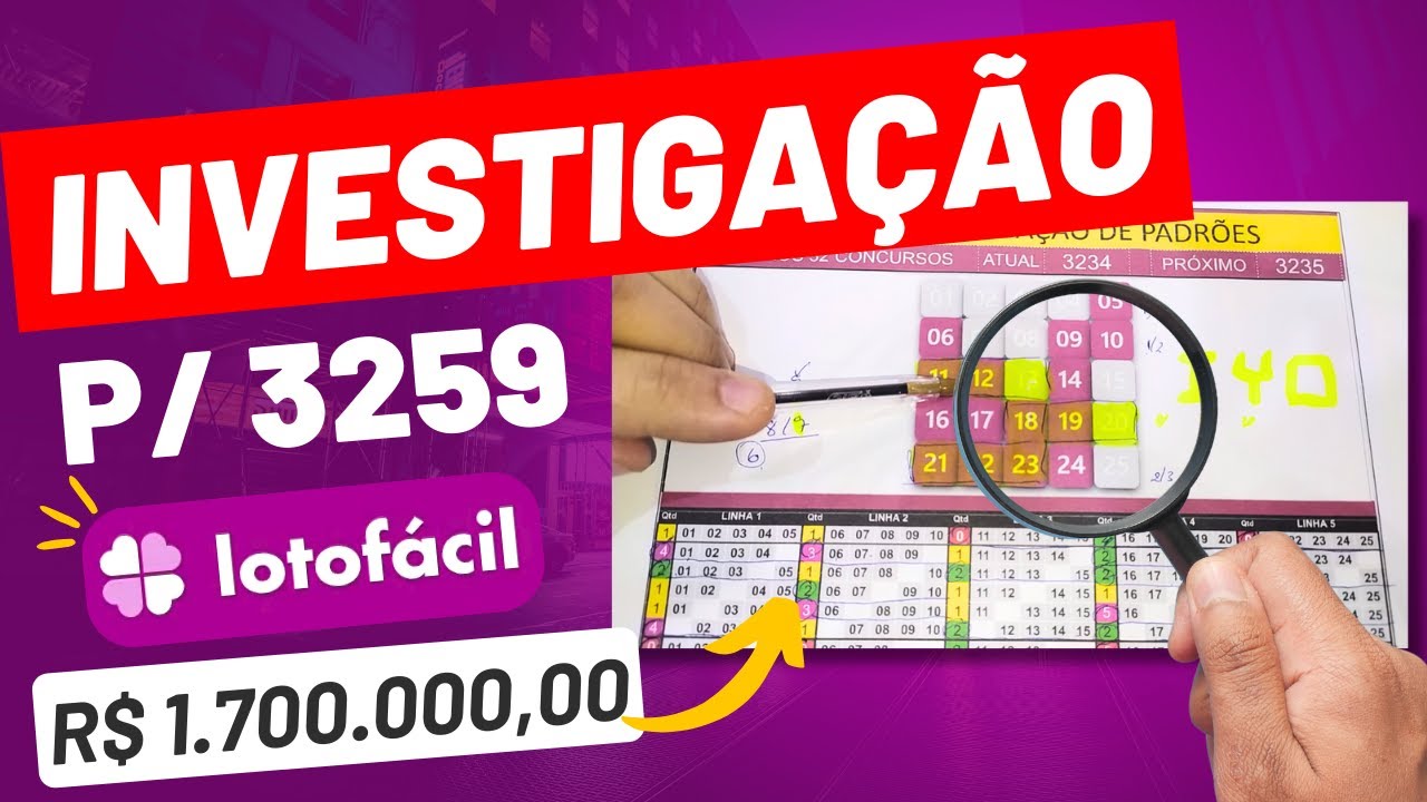 Investigação Lotofácil Padrões P/ 3259 - YouTube
