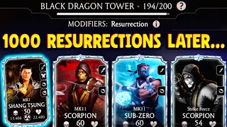 MK Mobile. Black Dragon Tower 194 vs. Fusion 0 MK1 Shang Tsung. SO MANY RESURRECTIONS!
