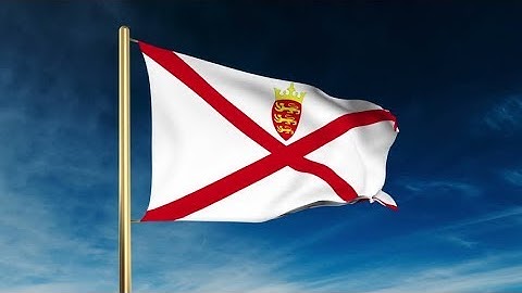 4K Jersey flag slider style. Waving in the win with cloud background animation Stock video