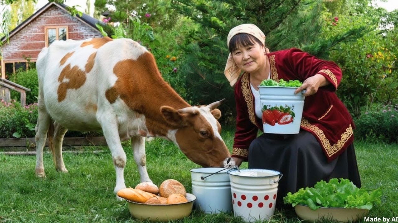 Cooking Dovga & Baking Bread in a Quiet Village Kitchen 🥣🍞🔥(Made by AI)
