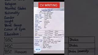 How to write a CV |Curriculum vitae | shorts 228 youtubeshorts cvwriting