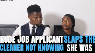 Rude job applicant slaps the cleaner not knowing she was CEO sister| Brightmarn Studios