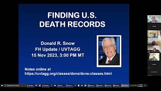 15 Nov 2023 - Donald R Snow - Finding  U.S. Death Records