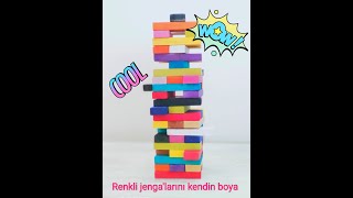 Jenga Oyunu-Renkli jengalar-Çocuklar İçin Eğlenceli Boyama Aktivitesi- Eğlenceli Boyama-DIY-Craft