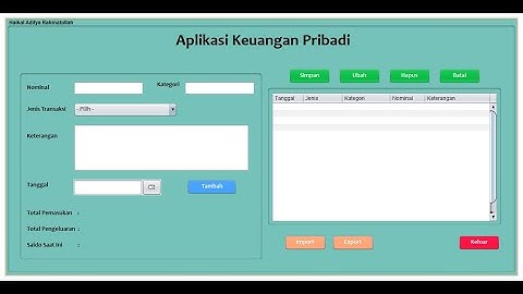 Aplikasi Keuangan Pribadi Sederhana - Menggunakan Netbeans