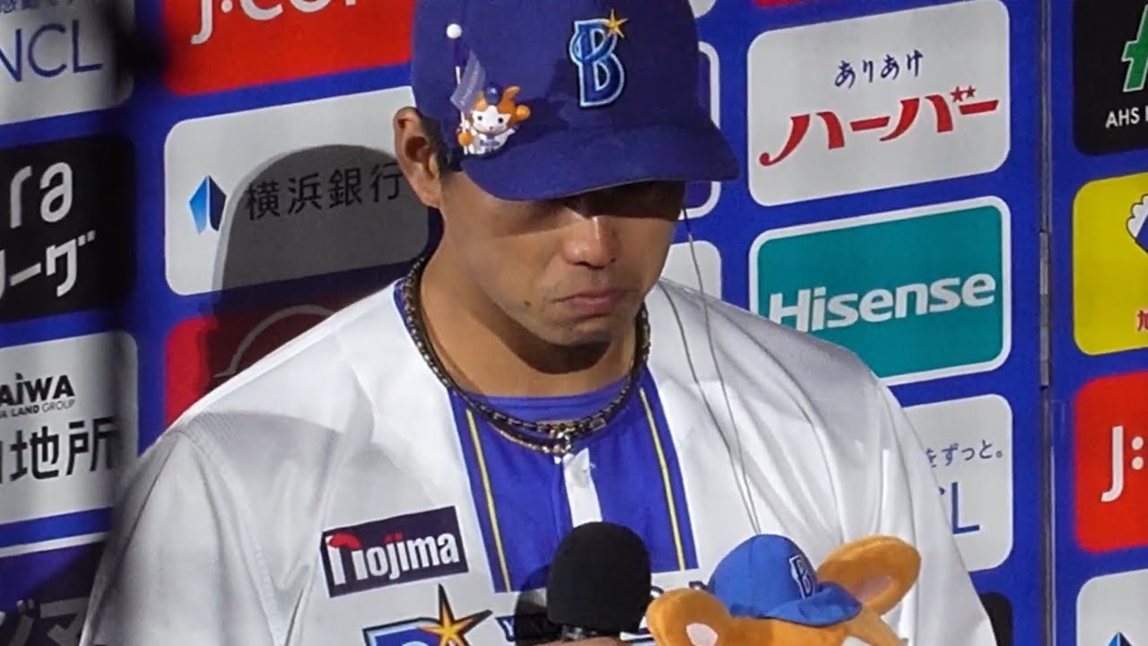 蝦名選手、涙のヒーローインタビュー(2025.5.22/横浜スタジアム)