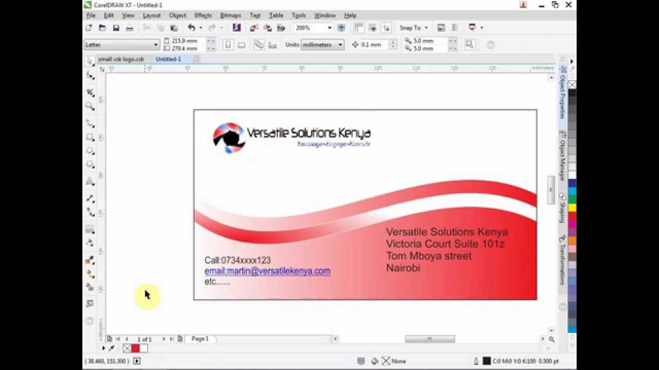 how-to-create-a-business-card-in-coreldraw-7-youtube