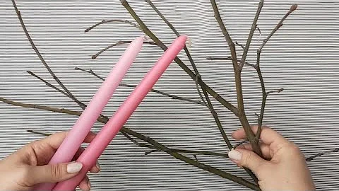 HOW TO MAKE Sakura Cherry Blossom with Dried Tree Branches and Candle ❓ From Nature to Art❗