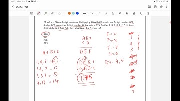 CSAT 2023 Answer Key - AB and CD are 2-digit numbers. Multiplying AB with CD results in DEF....