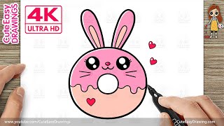 how draw cute bunny donut easy step step drawing kids toddlers