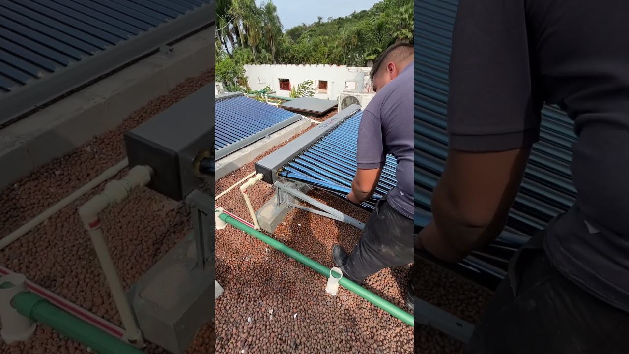 Instalacao de tubo a vacuo 🤓 #aquecimentosolar #tuboavacuo #piscina #sol #viral