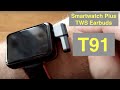 Bakeey T91 Health/Fitness Blood Pressure Smartwatch with integrated TWS Earbuds: Unboxing & 1st Look