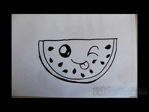 تعليم الرسم للاطفال طريقة رسم بطيخ لطيف سهلة جدا Youtube