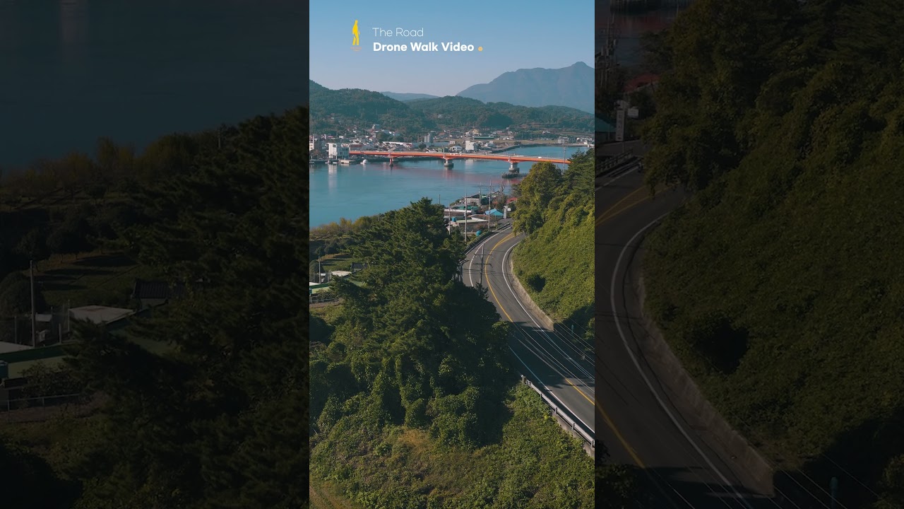Scenic Drive in Korea | Coastal Road & Red Bridge Ambience | Drone Walk | Short