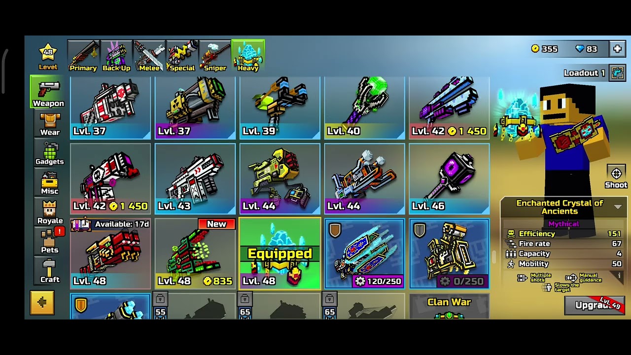 Pixel Gun 3D Crafting The Enchanted Crystal Of Ancients - YouTube
