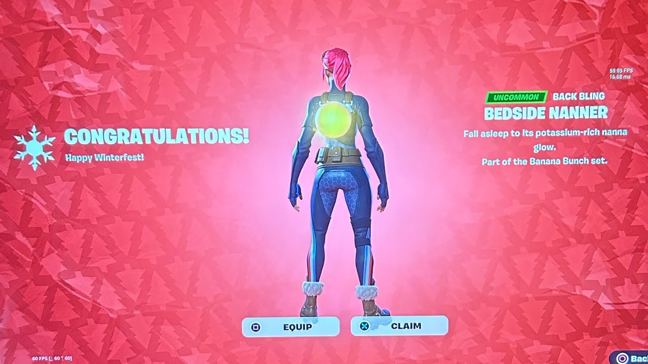 Fortnite gameplay van de Daily Gifts day 14 Bedside Nanner Backbling