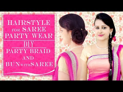 HairStyle for Saree | Party Wear | DIY | Party Braid and Bun with Saree  | KhoobSurati Studio