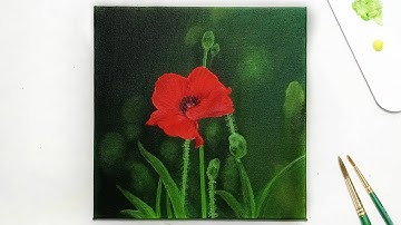 How to paint a poppy flower | Acrylic painting for beginners | Corn poppy painting