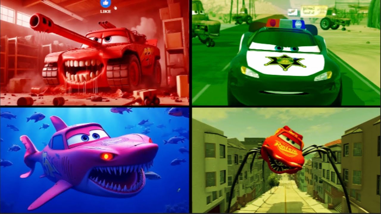 Evil Mcqueen vs Police Mcqueen vs Shark Mcqueen vs Eater Mcqueen - Coffin Dance Song Cover /Tileshop