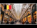 🇧🇪 Brussels City Walking Tour 🌁 4K Christmas Season Walk ☁️ Belgium 🇧🇪 (Cloudy Day)