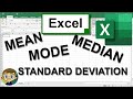 Calculating Mean, Median, Mode, and Standard Deviation in Excel