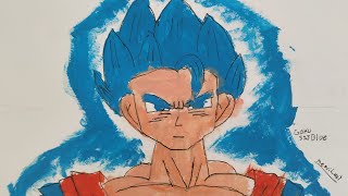 Dibujo Goku SSJ blue a acrilico