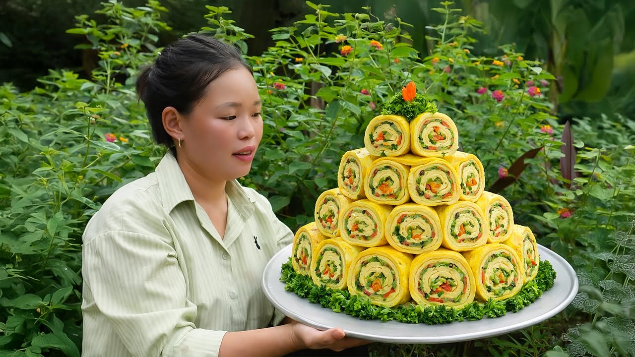 How to Make Giant Rolled Omelet Packed with Ingredients | Cooking in Home for Sell | Simple Life