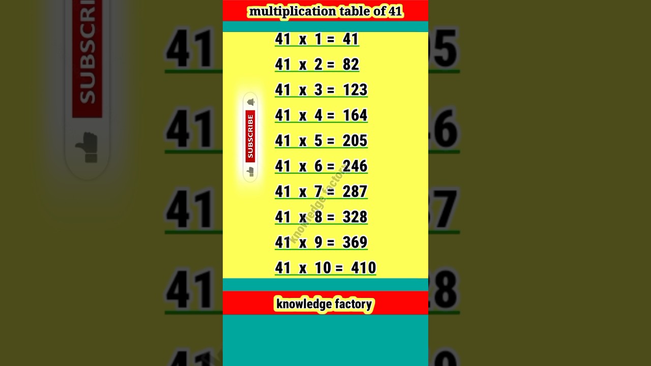 multiplication table of 41 