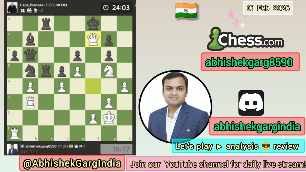 Abhishek Garg - The stalion 2026 join me for chess Live Stream CHESS PLAY SELF 01-02-2026.