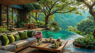 Serene Morning Outdoor Coffee Jazz by a Forest Infinity Pool 🍃 Smooth Jazz & Soft Nature Sounds screenshot 5