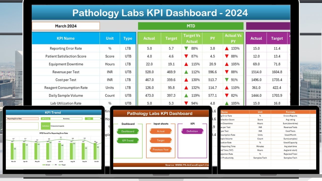 Pathology Labs KPI Dashboard in Excel - YouTube