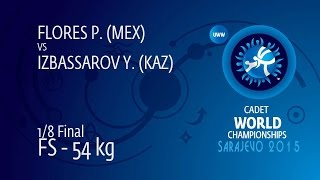 1/8 FS - 54 Kg: Y. IZBASSAROV (KAZ) Df. P. FLORES (MEX), 10-6 1/8 FS - 54 Kg: Y. IZBASSAROV (KAZ) Df. P. FLORES (MEX), 10-6