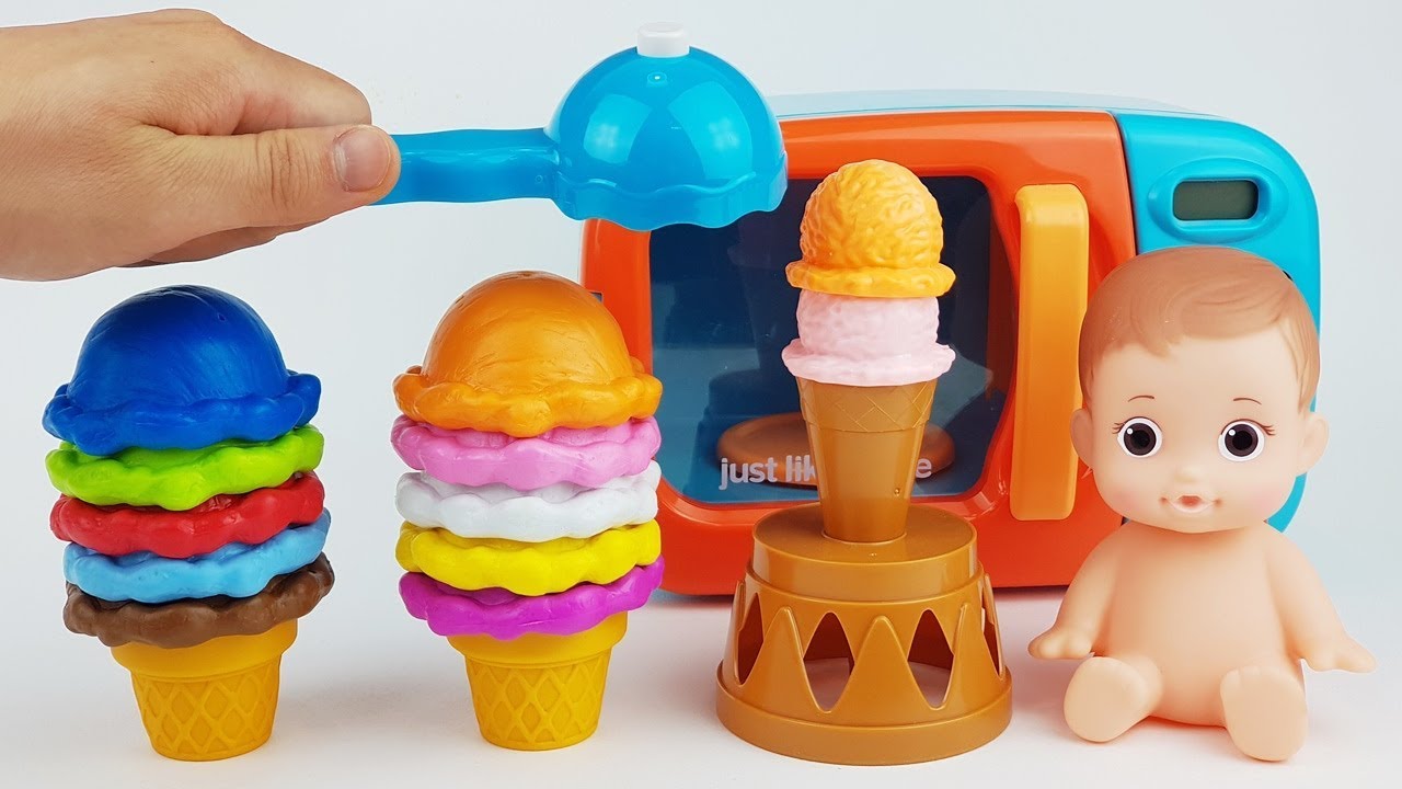 Learn Colors with Colorful Ice Cream Shop Baby Doll Play Time Fun for