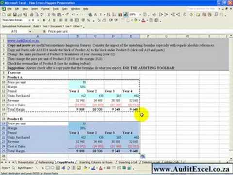 Copy/ Paste errors in Excel 2003. Common error in debt spreadsheets where wrong interest rate used