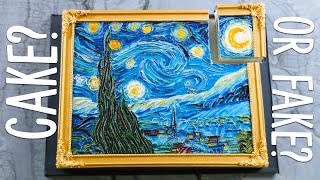 I Tried Painting ON A CAKE! - EDIBLE Art | The Starry Night