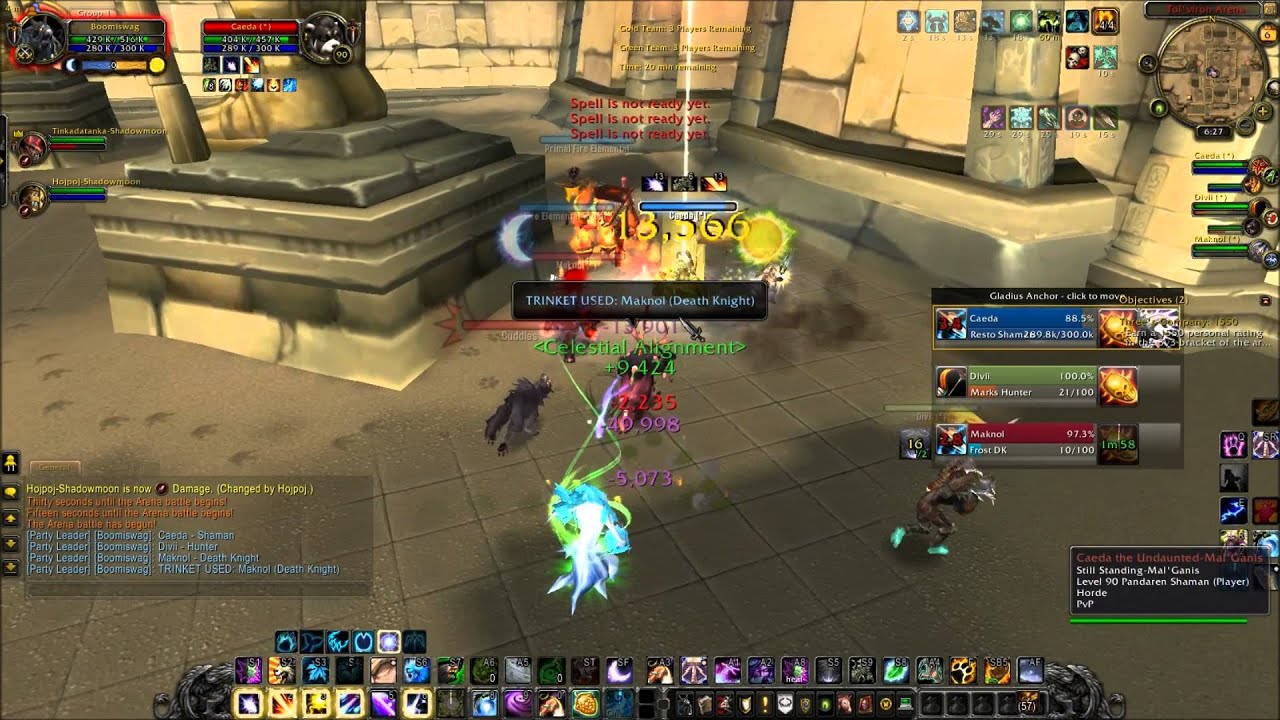 Wow MoP Boomkin 5.4 triple Dps 3s Arenas! WHERE DID THE DK GO? LOL