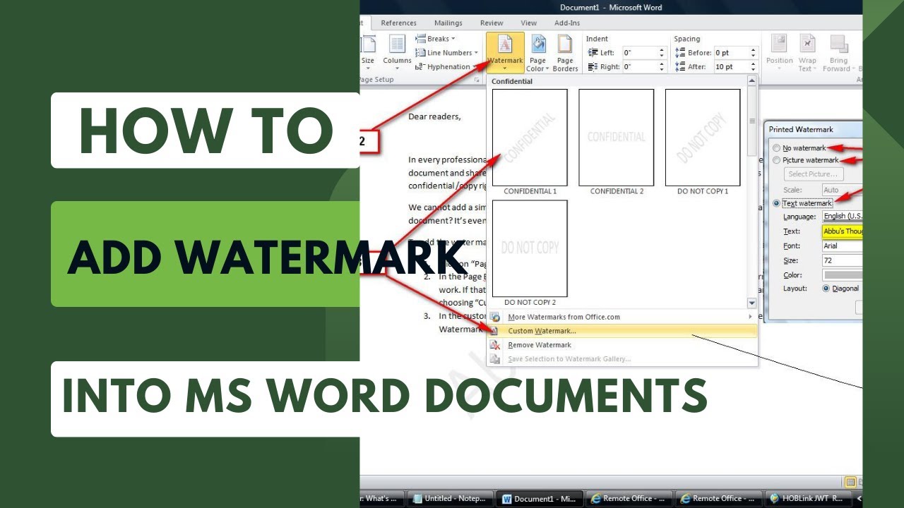 Why and how to add water mark in Microsoft documents