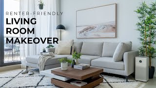 Living Room Makeover Pt.2 (DIY Curtains + Rental-Friendly Upgrades)