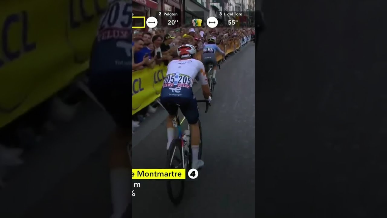 Xabier Azparren is the first rider to hit Montmartre and wastes no time in getting the crowd going🔊😅