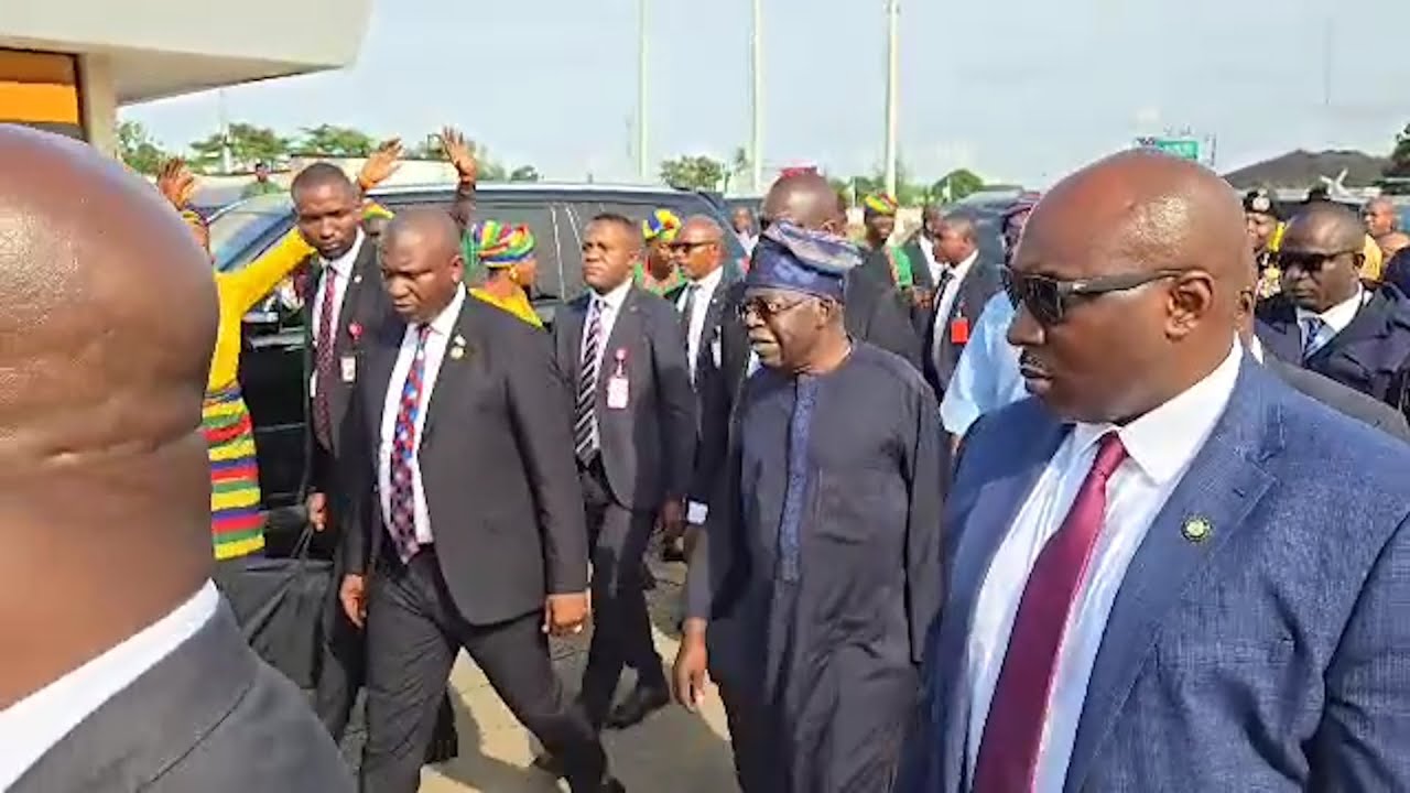 VIDEO!! Lagos Airport Turns into Mega Party Zone as President Tinubu Lands for ECOWAS Golden Jubilee