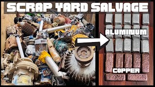 Motor Melt Down - Scrap Yard Salvage - Trash To Treasure - ASMR Metal Melting - BigStackD Bulk Bars