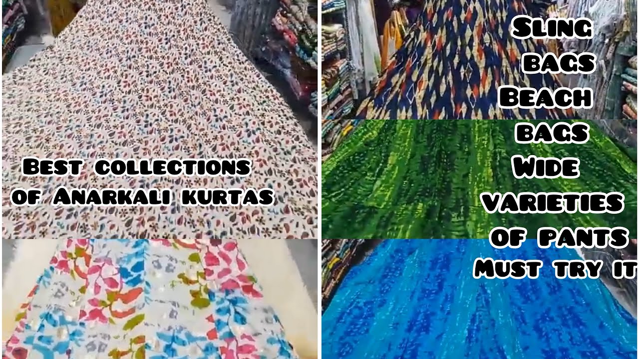 A wide varieties of Anarkali kurtas, kurti pants, palazzos , beach bags