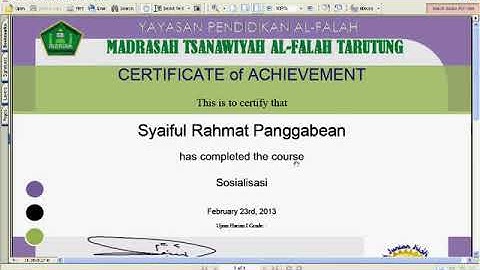 Pembuatan Sertifikat pada Elearning