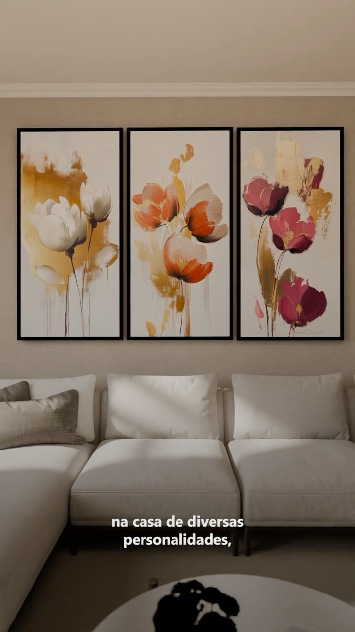 Vídeo de Quadro Flores Elegantes 3 Peças