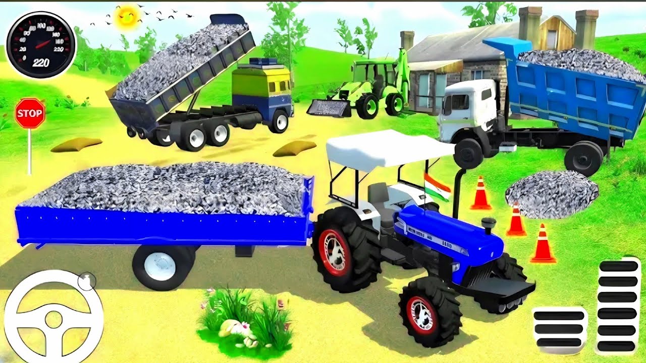 😍Drive JCB And Unloading Stone From Dumper Truck In Game🏗💥