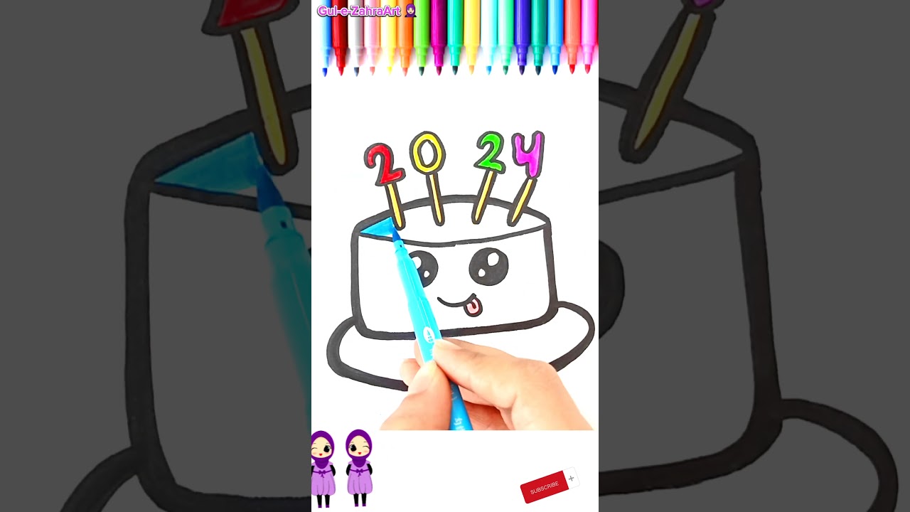 New year cake drawing 