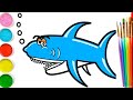 Bolalar uchun akula chizish / Drawing baby sharks for kids / Рисуем маленьких акул для детей